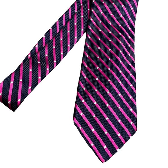 Faconnable Silk Tie Blue Mauve Pink Diagonal Stripe France - Picture 2 of 7